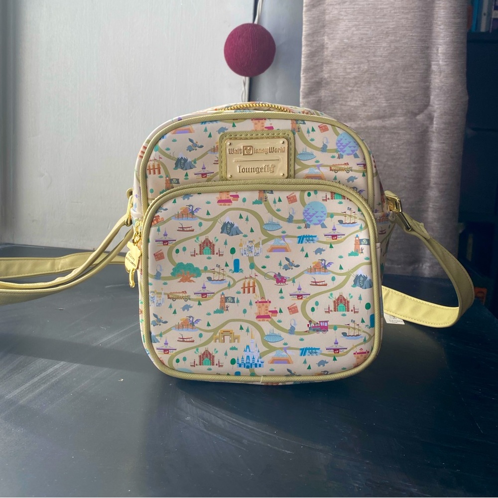 Loungefly Disney Walt Disney World 50th Anniversary Map & Attraction Crossbody